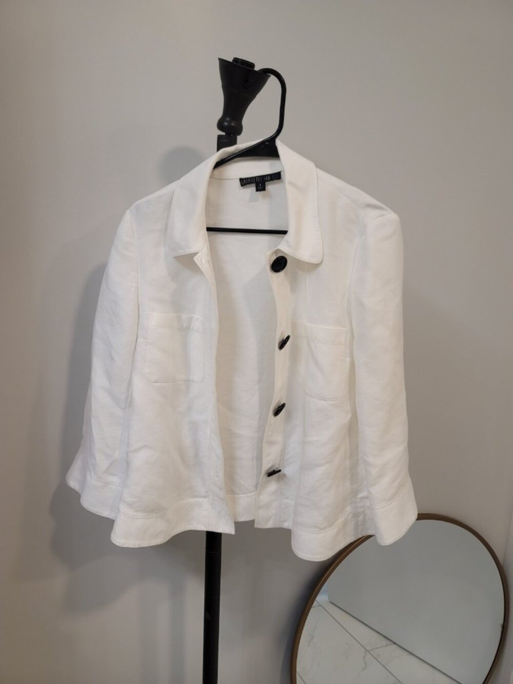 LAFAYETTE 148 White Cotton Blend Blazer Jacket Size 8 White